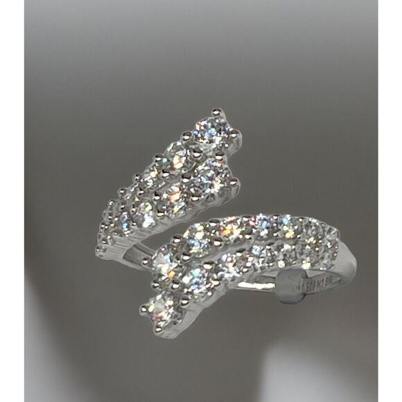 Sterling Silver Open Band CZ Ring (Size 7)Stunning Stylish Trendy Chic Statement - Picture 1 of 10
